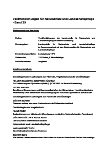 Bild der Titelseite der Publikation: Band 39 - Veröffentlichungen der Landesstelle für Naturschutz und Landschaftspflege Baden-Württemberg