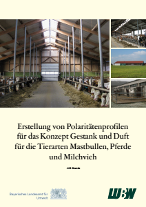 Bild der Titelseite der Publikation: Erstellung von Polaritätenprofilen für das Konzept Gestank und Duft für die Tierarten Mastbullen, Pferde und Milchvieh