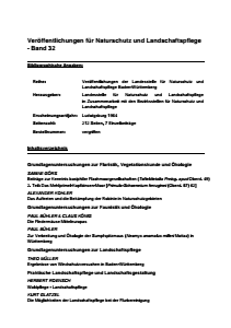 Bild der Titelseite der Publikation: Band 32 - Veröffentlichungen der Landesstelle für Naturschutz und Landschaftspflege Baden-Württemberg