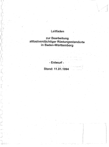 Bild der Titelseite der Publikation: Leitfaden zur Bearbeitung altlastenverdächtiger Rüstungsstandorte in Baden-Württemberg