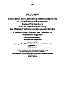 Bild der Titelseite der Publikation: FADO BW - Konzept für das Fachdokumentenmanagement im Umweltinformationssystem Baden-Württemberg und zur Weiterentwicklung der XfaWeb-Fachinformationssystemfamilie
