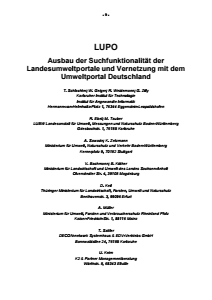 Bild der Titelseite der Publikation: LUPO - Ausbau der Suchfunktionalität der Landesumweltportale und Vernetzung mit dem Umweltportal Deutschland