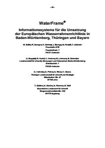 Bild der Titelseite der Publikation: WaterFrame® - Informationssysteme für die Umsetzung der Europäischen Wasserrahmenrichtlinie in Baden-Württemberg, Thüringen und Bayern