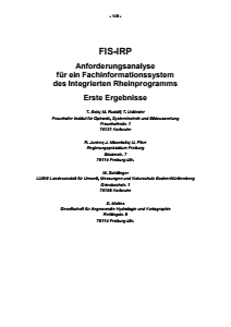 Bild der Titelseite der Publikation: FIS IRP - Anforderungsanalyse für ein Fachinformationssystem des Integrierten Rheinprogramms, Erste Ergebnisse