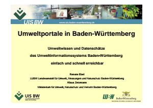 Bild der Titelseite der Publikation: Umweltportale Baden-Württemberg (Präsentation auf der Cebit 2011)