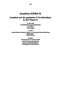 Bild der Titelseite der Publikation: Ausblick KEWA IV - Ausblick auf die geplanten F+E-Aktivitäten in der Phase IV