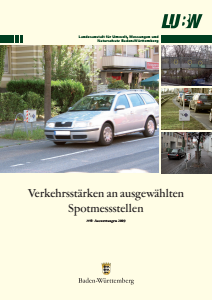 Bild der Titelseite der Publikation: Verkehrsstärken an ausgewählten Spotmessstellen. Auswertungen 2009