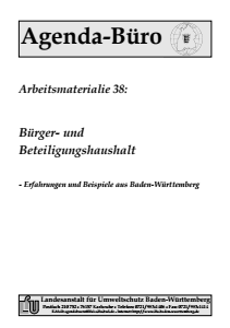 Bild der Titelseite der Publikation: Arbeitsmaterialie 038: Bürger- und Beteiligungshaushalt