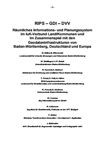 Bild der Titelseite der Publikation: RIPS - GDI - DVV - Räumliches Informations- und Planungssystem im IuK-Verbund Land/Kommunen und im Zusammenspiel mit den Geodateninfrastrukturen von Baden-Württemberg, Deutschland und Europa