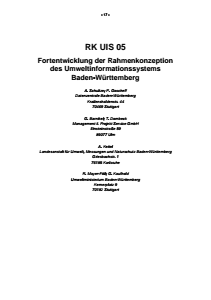 Bild der Titelseite der Publikation: RK UIS 05 - Fortentwicklung der Rahmenkonzeption des Umweltinformationssystems Baden-Württemberg