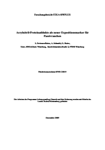 Bild der Titelseite der Publikation: Acrylnitril-Proteinaddukte als neuer Expositionsmarker für Passivrauchen