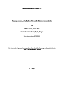 Bild der Titelseite der Publikation: Transparente, schallabsorbierende Lärmschutzwände