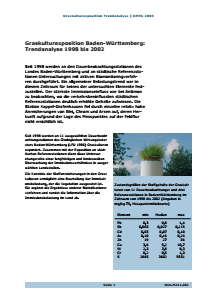 Bild der Titelseite der Publikation: Graskulturexposition Baden-Württemberg: Trendanalyse 1998 bis 2002