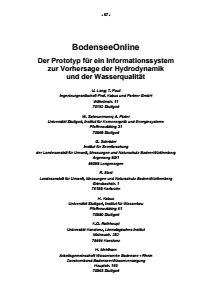 Bild der Titelseite der Publikation: BodenseeOnline - Der Prototyp für ein Informationssystem zur Vorhersage der Hydrodynamik und der Wasserqualität