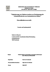 Bild der Titelseite der Publikation: Mineralölkohlenwasserstoffe - Optimierung von Säulenversuchen zur Bestimmung der Schadstoffemission aus kontaminierten Böden