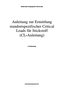 Bild der Titelseite der Publikation: Anleitung zur Ermittlung standortspezifischer Critical Loads für Stickstoff