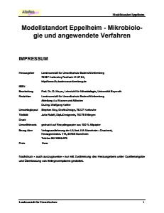 Bild der Titelseite der Publikation: Modellstandort Eppelheim - Mikrobiologie und angewendete Verfahren