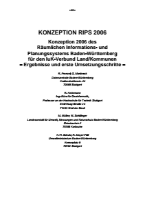 Bild der Titelseite der Publikation: KONZEPTION RIPS 2006 - Konzeption 2006 des Räumlichen Informations- und Planungssystems Baden-Württemberg für den IuK-Verbund Land/Kommunen - Ergebnisse und erste Umsetzungsschritte