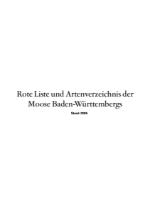 Bild der Titelseite der Publikation: Rote Liste und Artenverzeichnis der Moose Baden-Württembergs