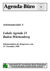Bild der Titelseite der Publikation: Arbeitsmaterialie 003: Lokale Agenda 21 Baden-Württemberg