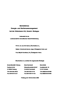 Bild der Titelseite der Publikation: Betriebliches Energie- und Stoffstrommanagement bei der Gütermann AG, Gutach- Breisgau (Pilotbetrieb)