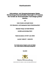 Bild der Titelseite der Publikation: Informations- und Akzeptanzkampagne: Baden-Württembergs Brennstoffzellen-Heizungen im Praxistest. Die Vorteile der Brennstoffzellen-Technologie greifbar machen
