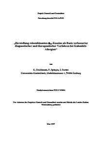 Bild der Titelseite der Publikation: Herstellung rekombinanten alpha-S1-Kaseins als Basis verbesserter diagnostischer und therapeutischer Verfahren bei Kuhmilch-Allergien