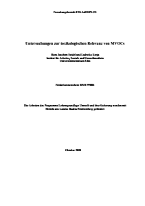 Bild der Titelseite der Publikation: Untersuchungen zur toxikologischen Relevanz von MVOCs