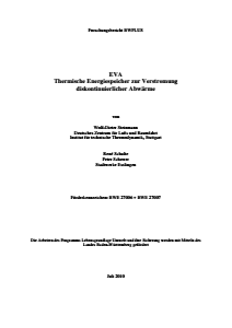Bild der Titelseite der Publikation: EVA - Thermische Energiespeicher zur Verstromung diskontinuierlicher Abwärme