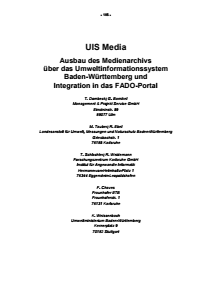Bild der Titelseite der Publikation: UIS Media - Ausbau des Medienarchivs über das Umweltinformationssystem Baden-Württemberg und Integration in das FADO-Portal