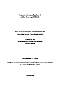 Bild der Titelseite der Publikation: Neue Pulversprühorgane zur Erweiterung der Anwendbarkeit der Pulverlackiertechnik