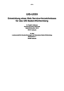 Bild der Titelseite der Publikation: UIS-UDDI - Entwicklung eines Web Service-Verzeichnisses für das UIS Baden-Württemberg