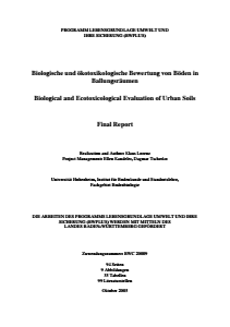Bild der Titelseite der Publikation: Biologische und ökotoxikologische Bewertung von Böden in Ballungsräumen
