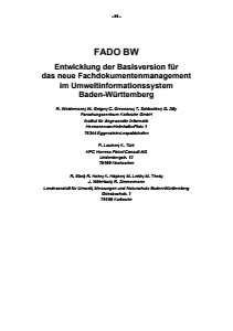 Bild der Titelseite der Publikation: FADO BW - Entwicklung der Basisversion für das neue Fachdokumentenmanagement im Umweltinformationssystem Baden-Württemberg