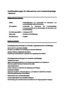 Bild der Titelseite der Publikation: Band 42 - Veröffentlichungen der Landesstelle für Naturschutz und Landschaftspflege Baden-Württemberg