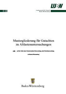 Bild der Titelseite der Publikation: Mustergliederung für Gutachten zu Altlastenuntersuchungen