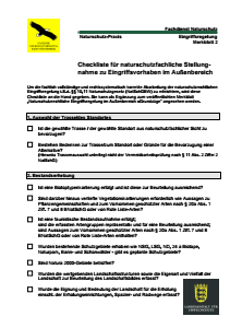 Bild der Titelseite der Publikation: Checkliste für naturschutzfachliche Stellungnahme zu Eingriffsvorhaben im Außenbereich