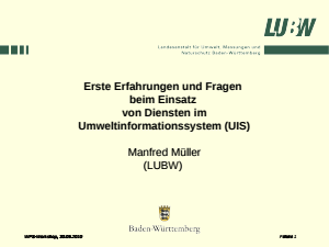 Bild der Titelseite der Publikation: Erste Erfahrungen und Fragen beim Einsatz von Diensten im Umweltinformationssystem (UIS) – WPS-Workshop 30.9.2010