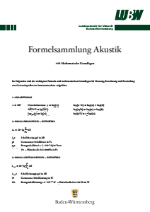 Bild der Titelseite der Publikation: Formelsammlung Akustik