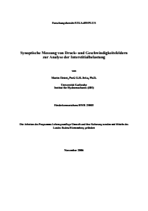 Bild der Titelseite der Publikation: Synoptische Messung von Druck- und Geschwindigkeitsfeldern zur Analyse der Interstitialbelastung