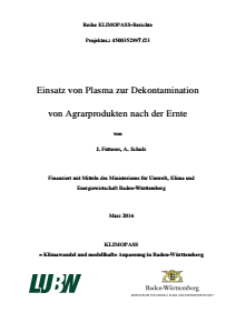 Bild der Titelseite der Publikation: Einsatz von Plasma zur Dekontamination von Agrarprodukten nach der Ernte