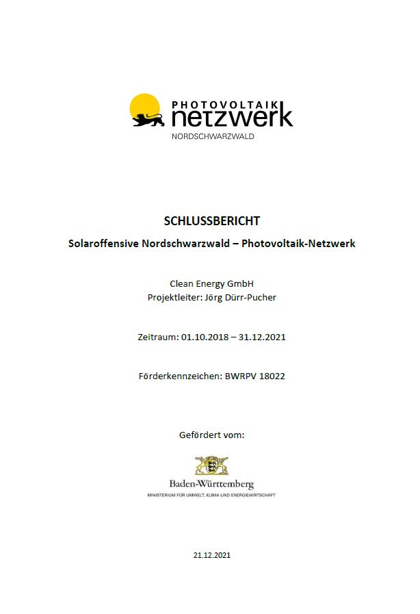 Bild der Titelseite der Publikation: Solaroffensive Nordschwarzwald – Photovoltaik-Netzwerk