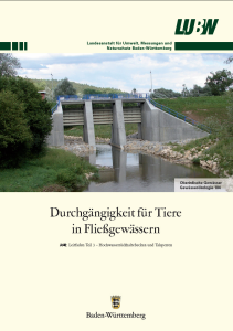 Bild der Titelseite der Publikation: Durchgängigkeit für Tiere in Fließgewässern. Teil 3