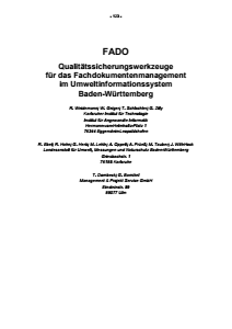 Bild der Titelseite der Publikation: FADO - Qualitätssicherungswerkzeuge für das Fachdokumentenmanagement im Umweltinformationssystem Baden-Württemberg