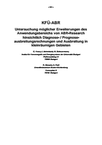 Bild der Titelseite der Publikation: KFÜ-ABR - Untersuchung möglicher Erweiterungen des Anwendungsbereichs von ABR-Research hinsichtlich Diagnose- / Prognoseausbreitungsrechnungen und Ausbreitung in kleinräumigen Gebieten