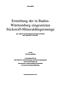 Bild der Titelseite der Publikation: Ermittlung der in Baden-Württemberg eingesetzten Stickstoff-Mineraldüngermenge - Abgleich von Berechnungen mit Daten auf Bundes- und Landesebene - Stand 2011