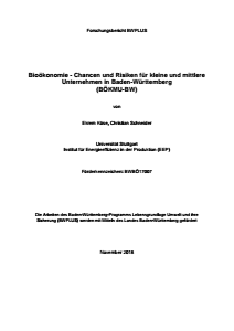 Bild der Titelseite der Publikation: Bioökonomie - Chancen und Risiken für kleine und mittlere Unternehmen in Baden-Württemberg