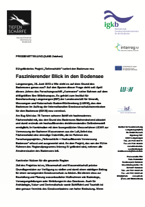 Bild der Titelseite der Publikation: Faszinierender Blick in den Bodensee - EU-gefördertes Projekt Tiefenschärfe kartiert den Bodensee neu