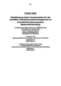 Bild der Titelseite der Publikation: FADO BW - Realisierung erster Komponenten für ein verteiltes Fachdokumentenmanagement im Umweltinformationssystem Baden-Württemberg