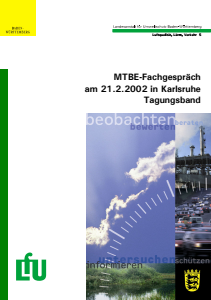 Bild der Titelseite der Publikation: MTBE-Fachgespräch am 21.2.2002 in Karlsruhe Tagungsband